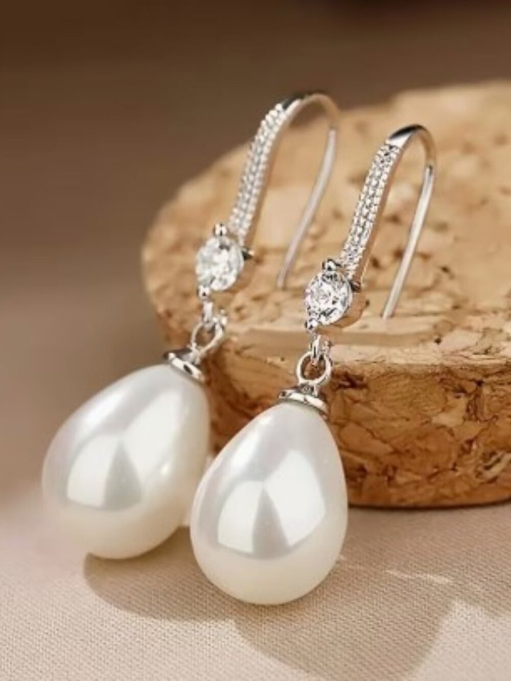 Exquisite White Faux Pearl Drop Dangle Earrings Stainless Steel French Hook